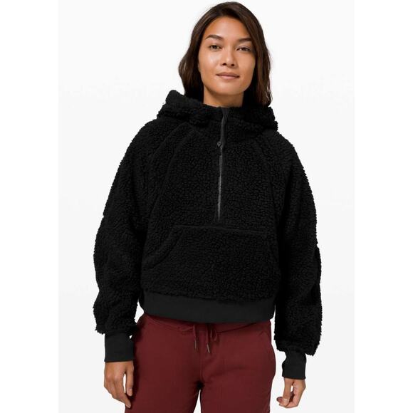 Lululemon Jackets & Blazers - Lululemon Scuba Oversized Sherpa 1/2 Zip Black Fleece Sweatshirt Sz M/L
